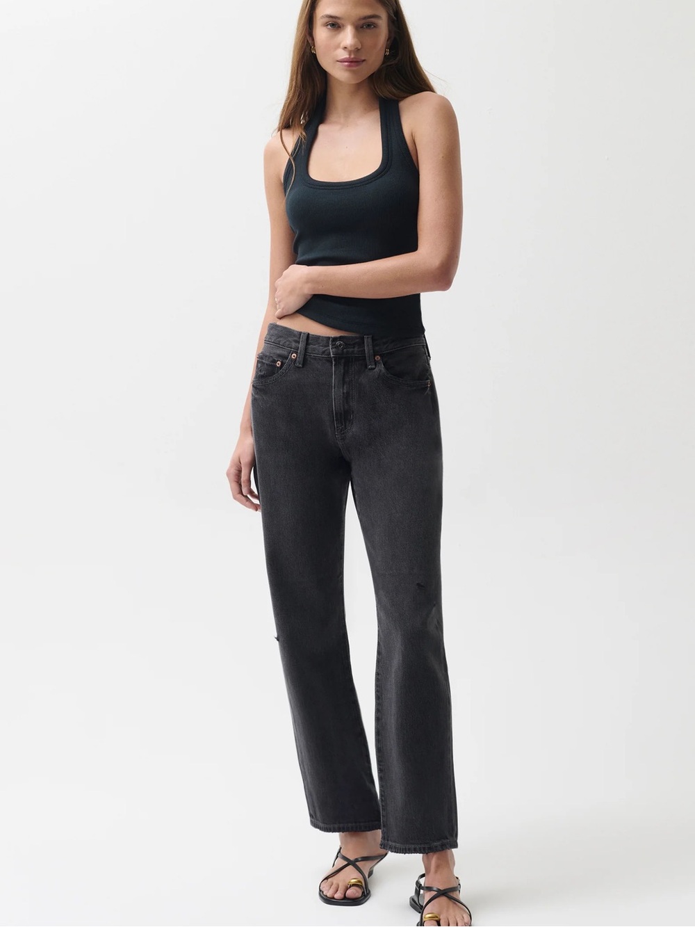 Pistola Lexi Mid Rise Bowed Straight Leg Jean in Mercury